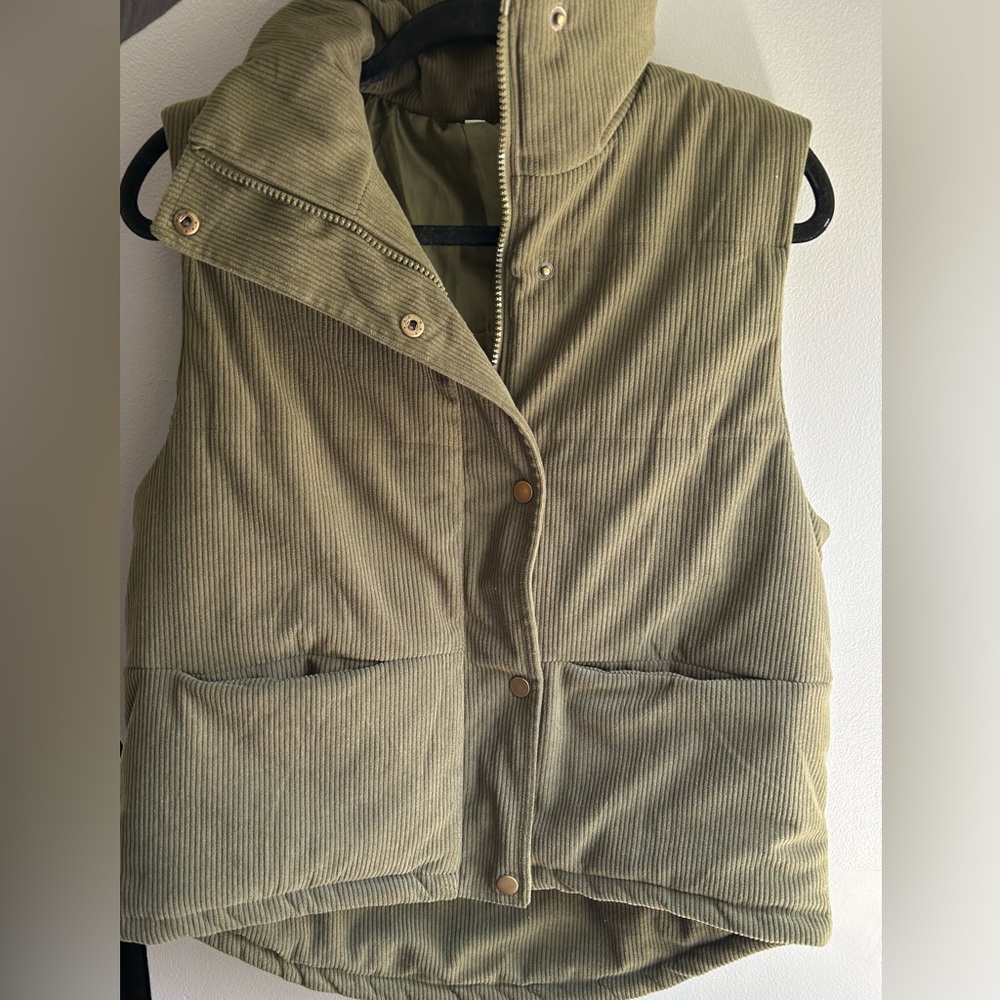 Olive Green Corduroy Women's Vest
